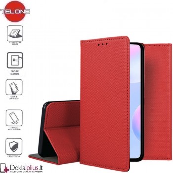 Telone smart magnet atverčiamas dėklas - raudonas (Xiaomi Redmi 9A)